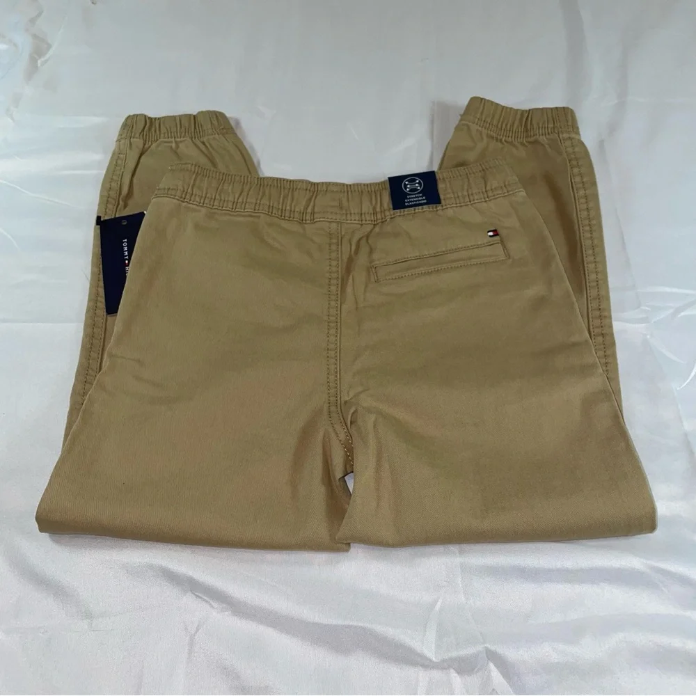 Tommy Hilfiger Boys Khaki Jogger Pants Stretch Twill Tan Size 6 TBSHC16E-232